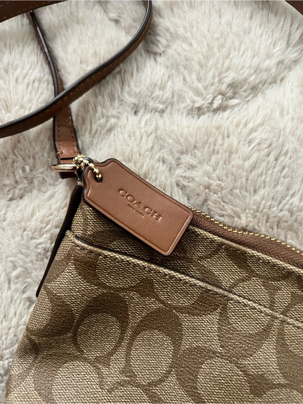 Coach Tan/Brown Signature Crossbody Messenger